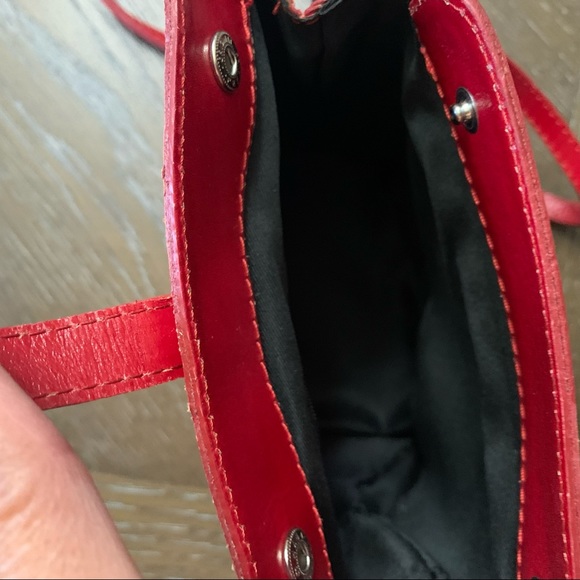 red Italian leather crossbody bag - Picture 10 of 14
